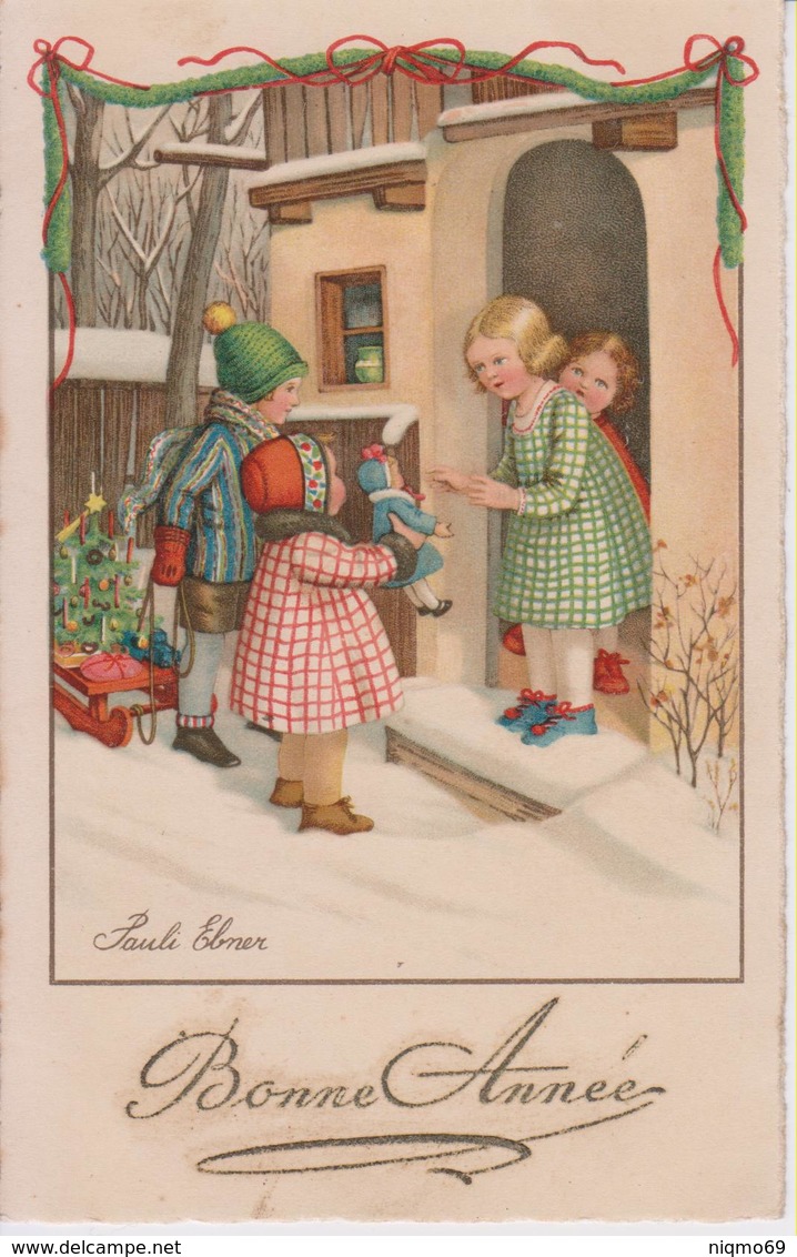 CPA Fantaisie Illustrateur Enfants Signée Pauli Ebner Bonne Année Jouets - Ebner, Pauli