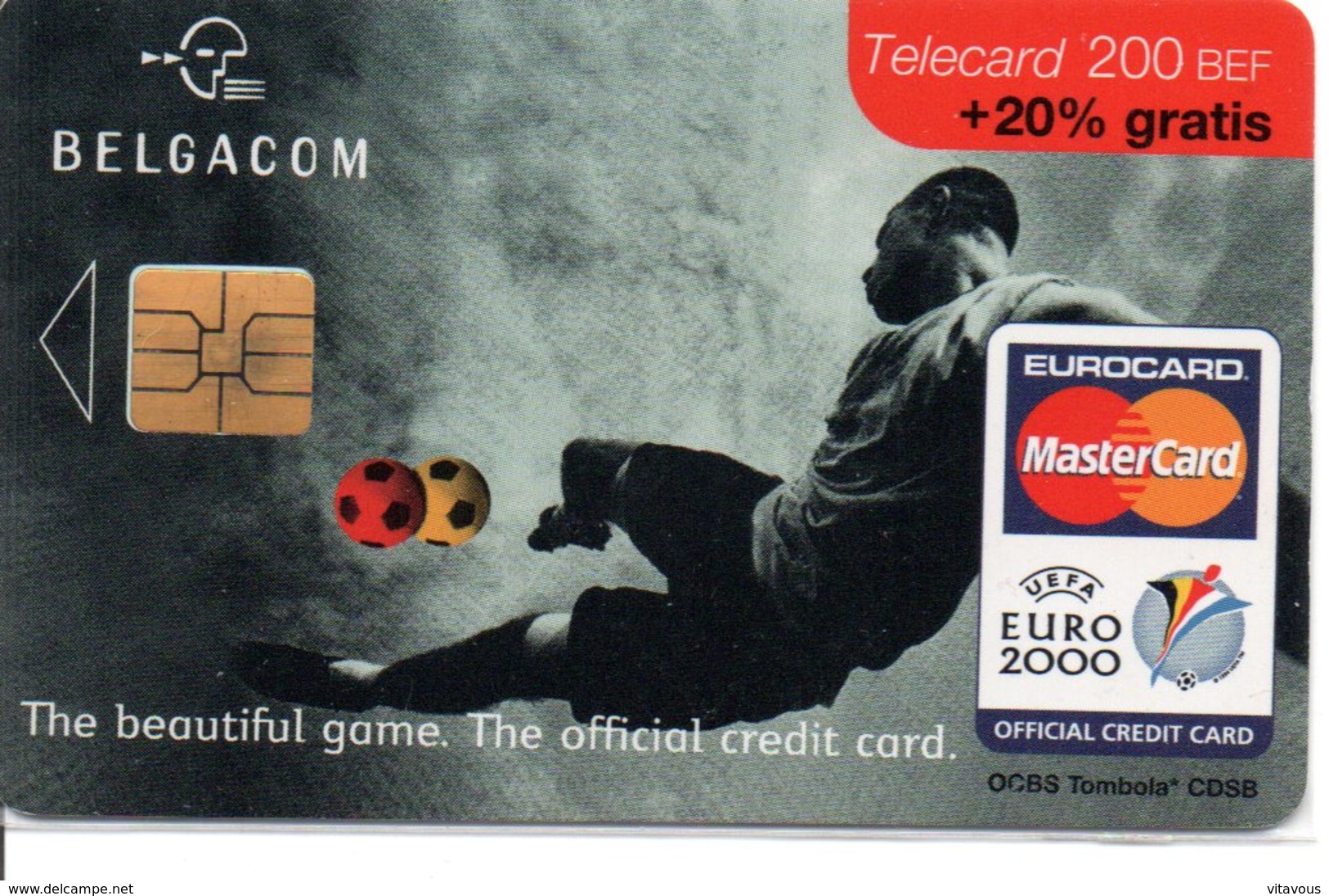 Télécarte Belgique Be76 Eurocard MasterCard Bank Banque - Football Soccer UEFA Euo 2000  Phonecard  (G 578) - Cartes De Crédit (expiration Min. 10 Ans)