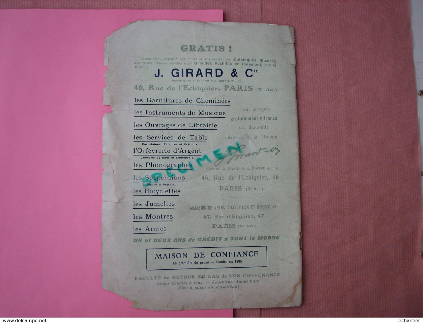 Appareils Photographiques J. GIRARD interessant catalogue 32 pages 18X27