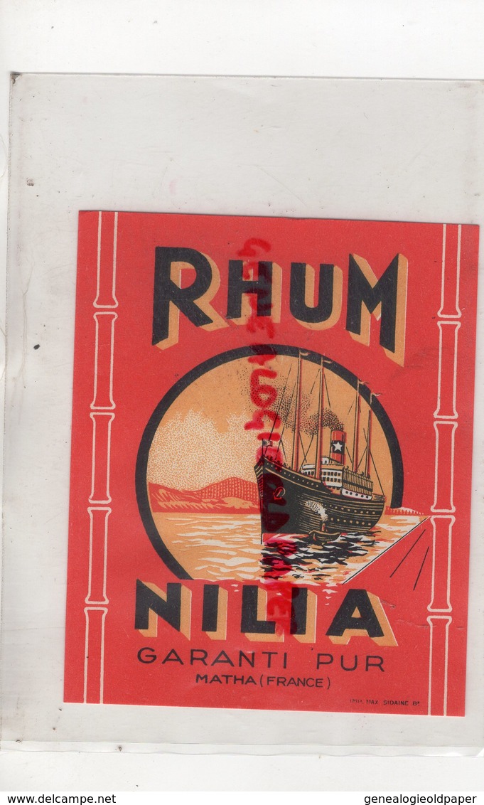 17- MATHA - ETIQUETTE RHUM NILIA  PAQUEBOT - Rum
