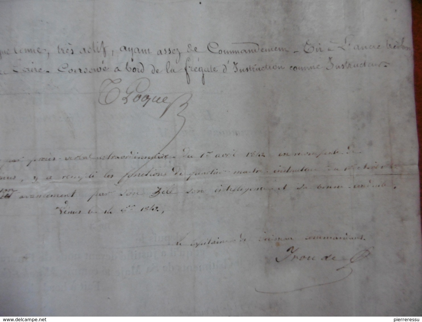 MARINE ROYALE BREVET DE MATELOT CANONNIER 2è COMPAGNIE A SEIGNAC PIERRE FREGATE D INSTRUCTION LA VENUS 1842 LOQUE CAPITA - Documents