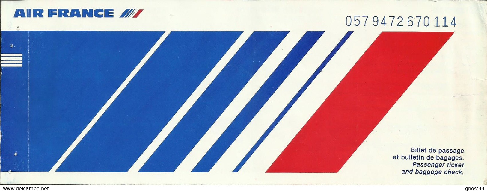 AIR FRANCE - Billet/Ticket Passager - 1983 - BORDEAUX/PARIS ORLY/CAYENNE/PARIS CDG/BORDEAUX - Biglietti