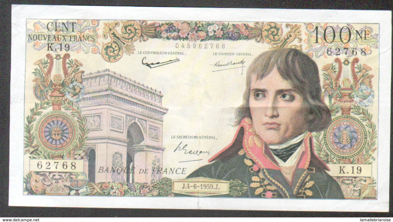 Billet 100 NF Bonaparte, J.4-6-1959.J,    K.19 - 100 NF 1959-1964 ''Bonaparte''