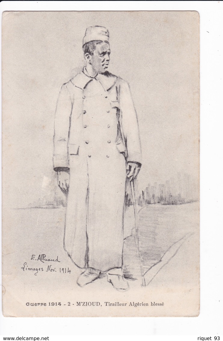 Lot 3 Cp-Guerre 1914-1- HIGHLANDER, Black Watch.-4. Jeune Piper-2. M'ZIOUD (dessin Signé E. Alluaud. Limoges Sept. 1914) - Uniformen