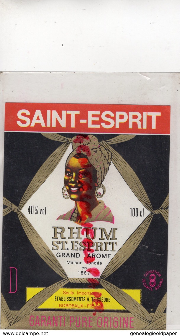 33- BORDEAUX- ETIQUETTE RHUM SAINT ESPRIT- ETS. A. TEISSEDRE - Rhum