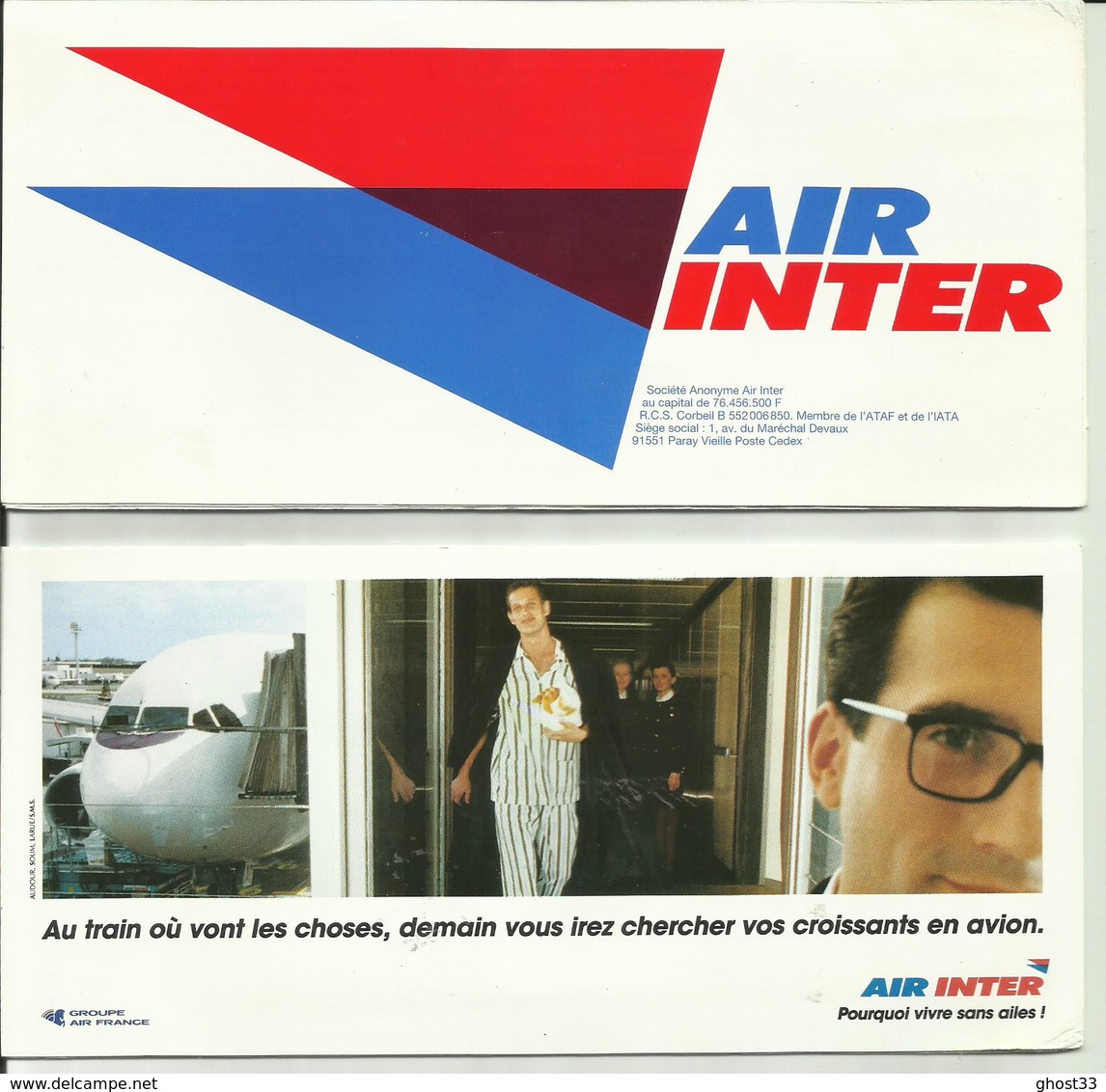 AIR INTER - Pochette Avec Billet De Passage/Bulletin Passager Et Carte D'Accès à Bord - 1993 - BORDEAUX/MARSEILLE - Biglietti