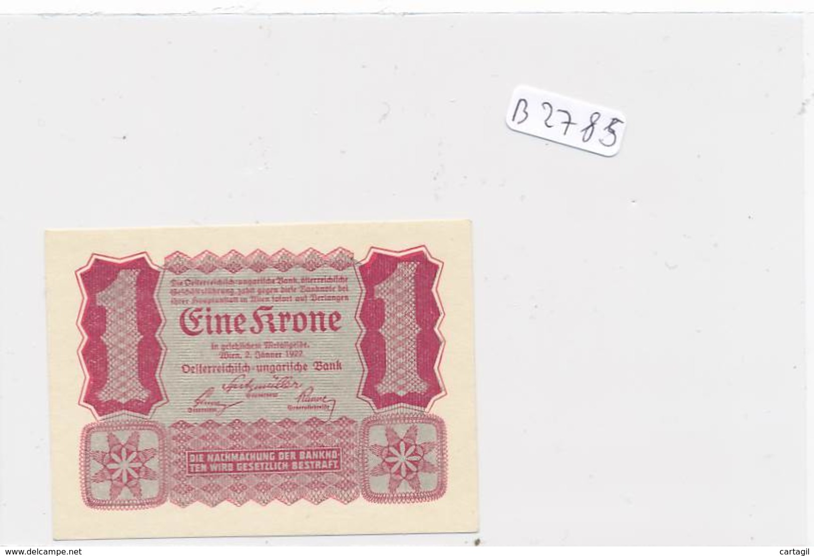 Billets - B2785- Autriche - Hongrie - Billet 1 Krone 1922 ( Type, Nature, Valeur, état... ) - Sonstige – Europa