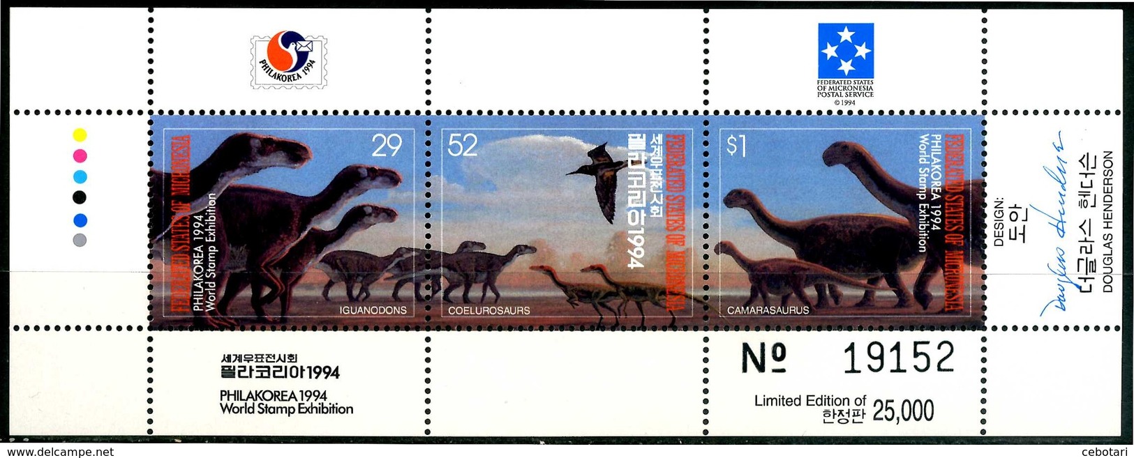 MICRONESIA 1994** - Dinosauri - Block Di 3 Val. MNH, Come Da Scansione. - Preistorici