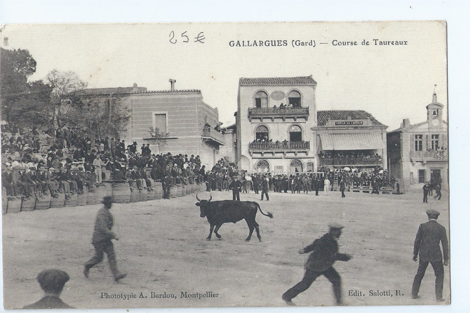 Cpa - Dpt  - Gard  -  Gallargues -  Course De Taureaux - Animation -     (  Selection  )   Rare  19?? - Gallargues-le-Montueux