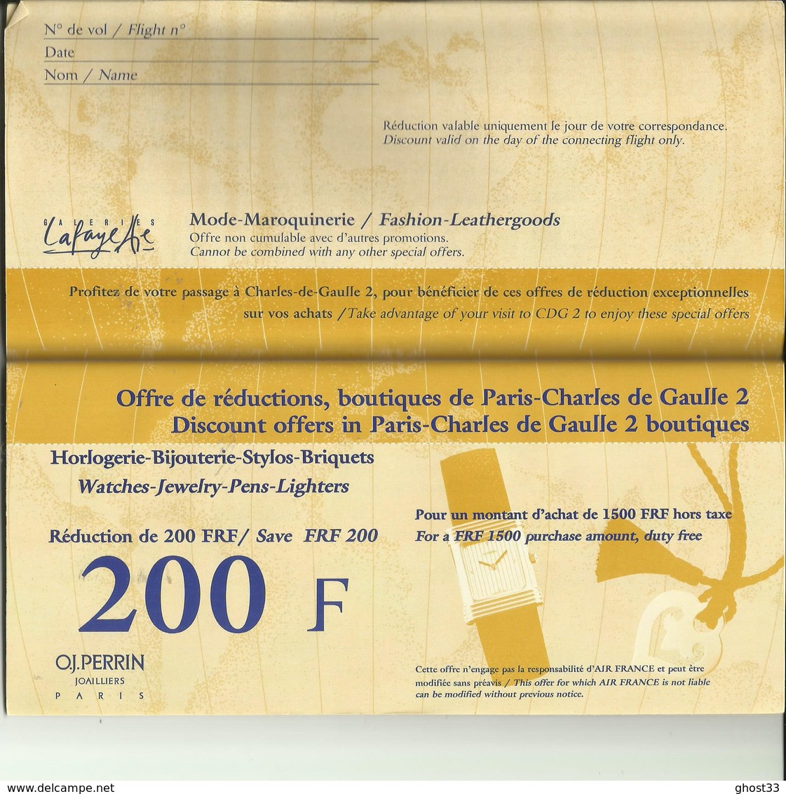 AIR FRANCE - Pochette Correspondance - Tickets