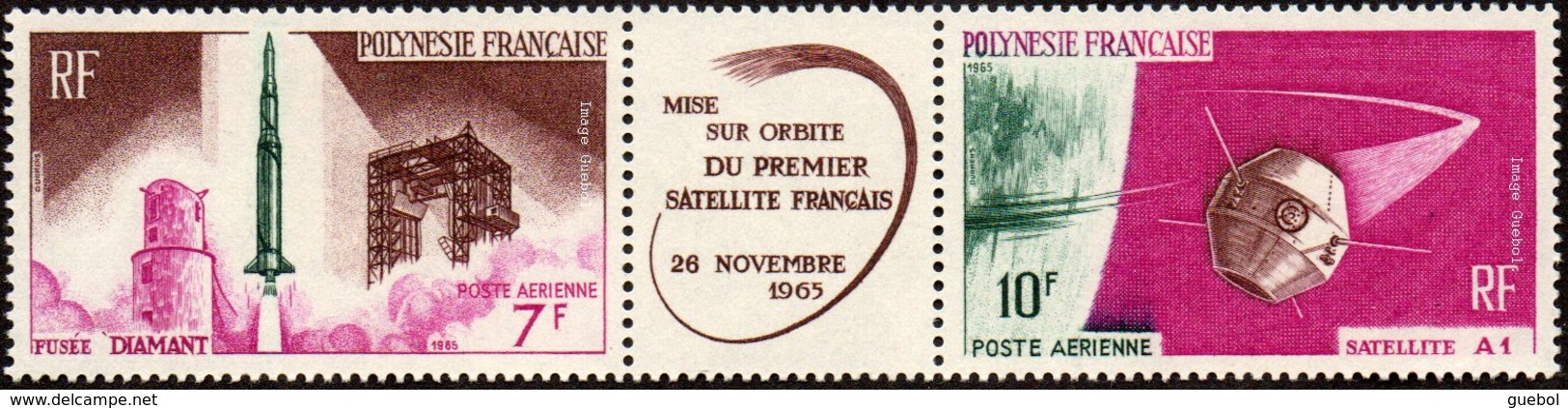 Détail De La Série Du Lancement Du Premier Satellite Français à Hammaguir - Polynésie N° PA 18 A * Espace - Cosmos - 1966 Lancement 1e Satellite Française à Hammaguir