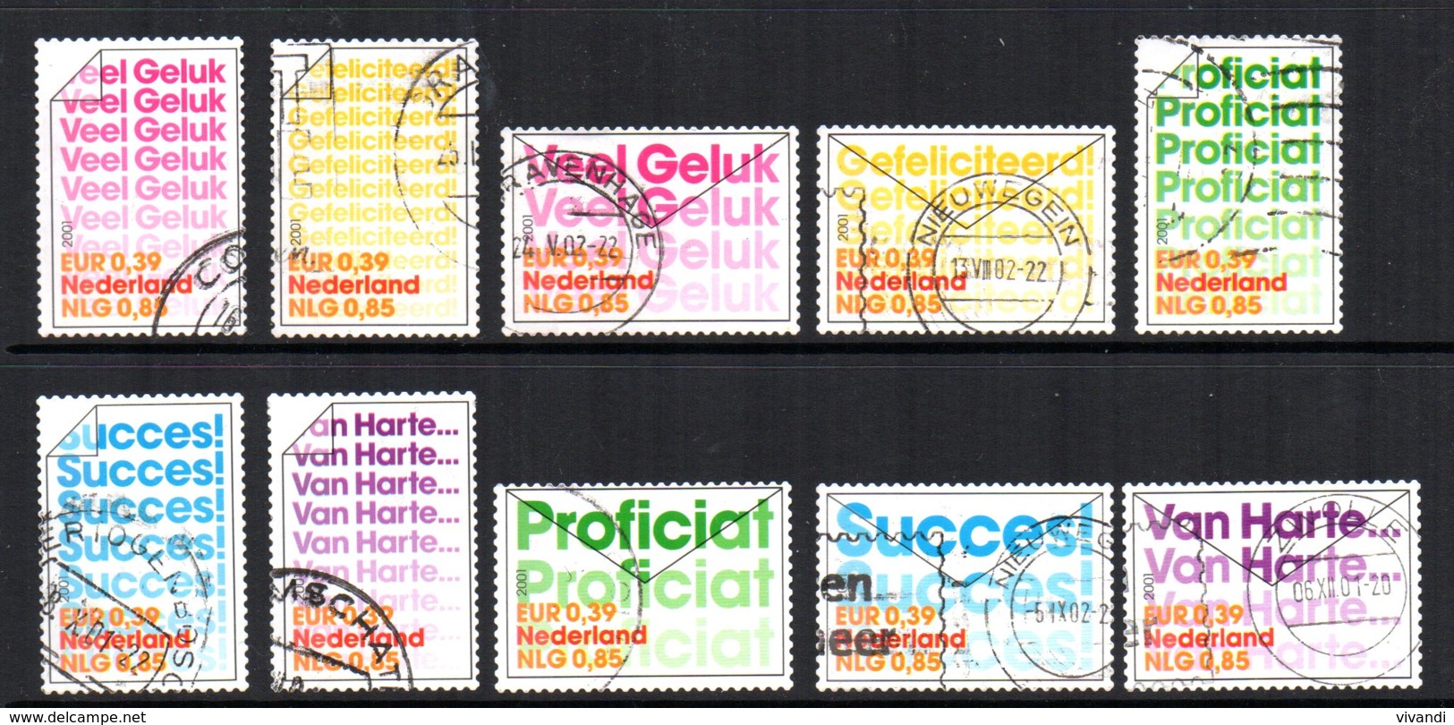 Netherlands - 2001 - Greetings Stamps - Used - Oblitérés