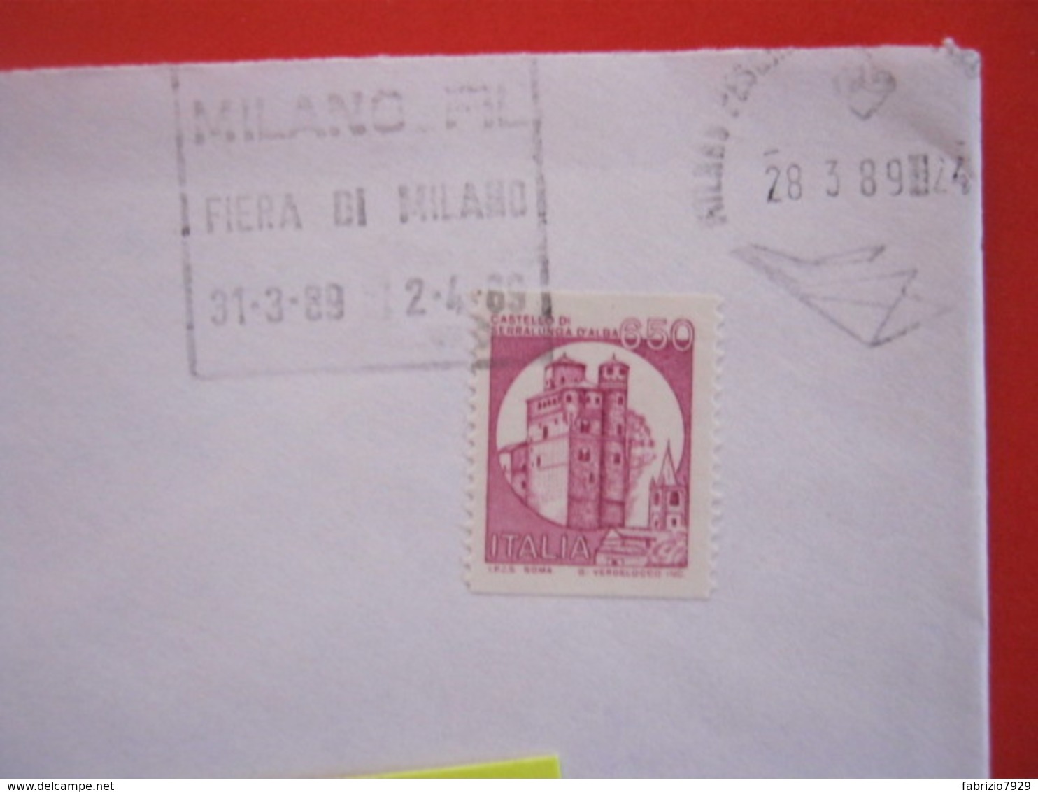 T1 ITALIA TARGHETTA - 1989 MILANO MILANOFIL FIERA MOSTRA MERCATO FILATELIA FRANC. 650 X MACCHINETTE - Esposizioni Filateliche