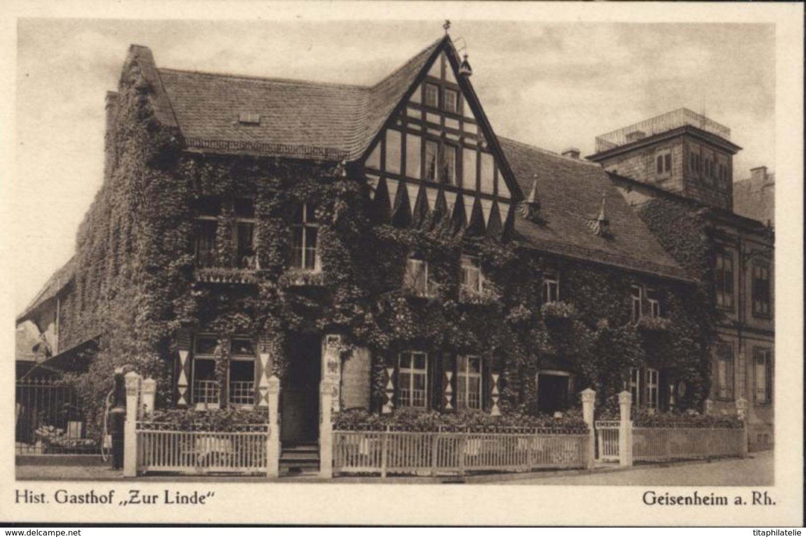 CP Postkarte Historischer Gasthof Hotel Zur Linde Geisenheim A Rh Rüdesheim Weinbau Weihandel Naussauer Of Wiesbaden - Wiesbaden