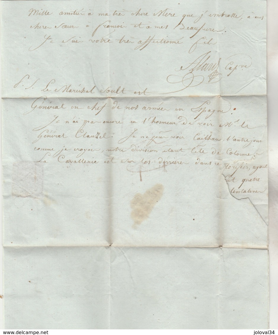 Lettre Marque Postale 64 ST JEAN PIED DE PORT Basses Pyrénées 10/8/1813 Texte 3 Pages Soldat Guerre D'Espagne - 1801-1848: Précurseurs XIX