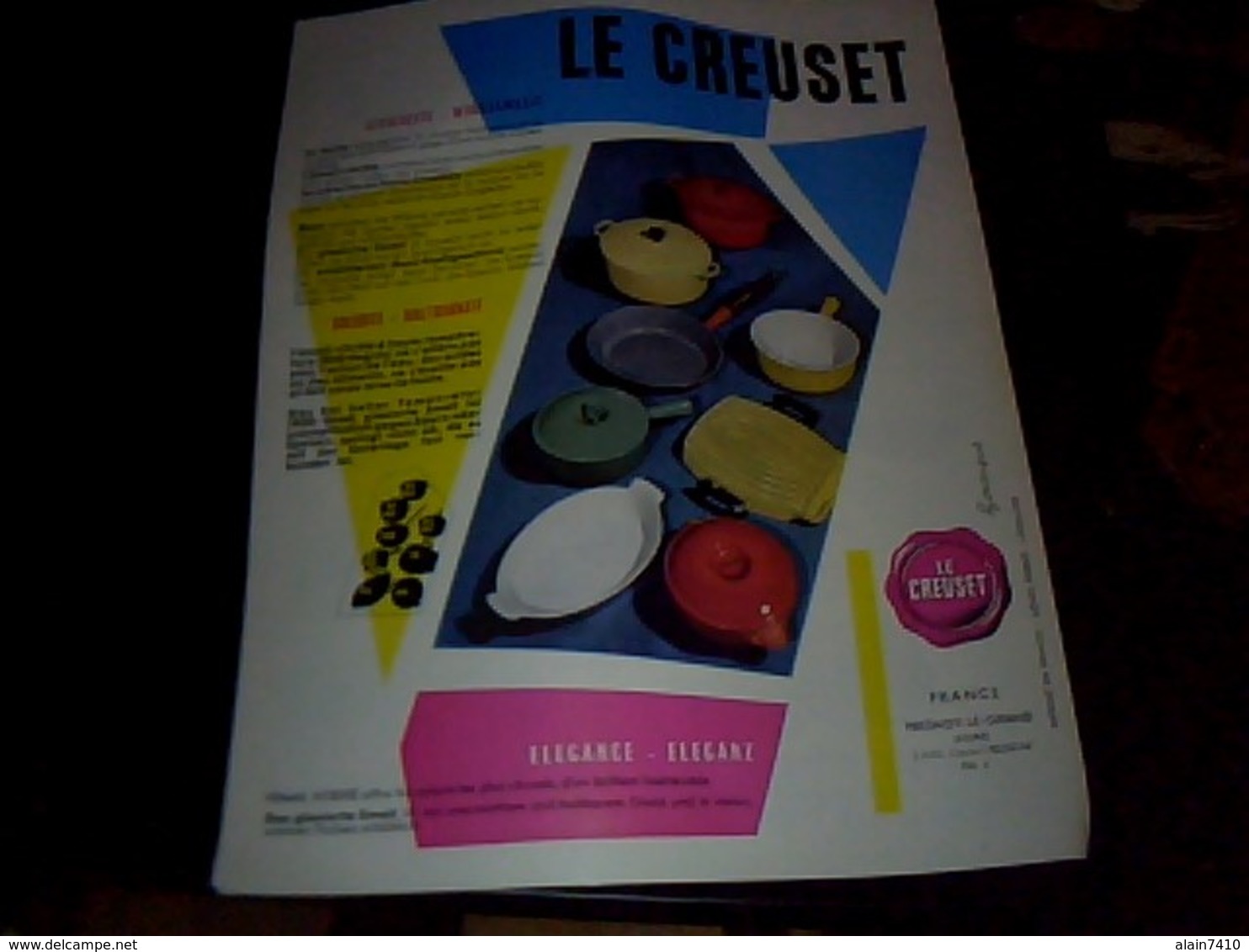 Publicite  Tract  LE CREUSETplats Cocotes .. Emaillerie Fonte A Fresnoy Le Grand   Aisne Annee 60 - Reclame