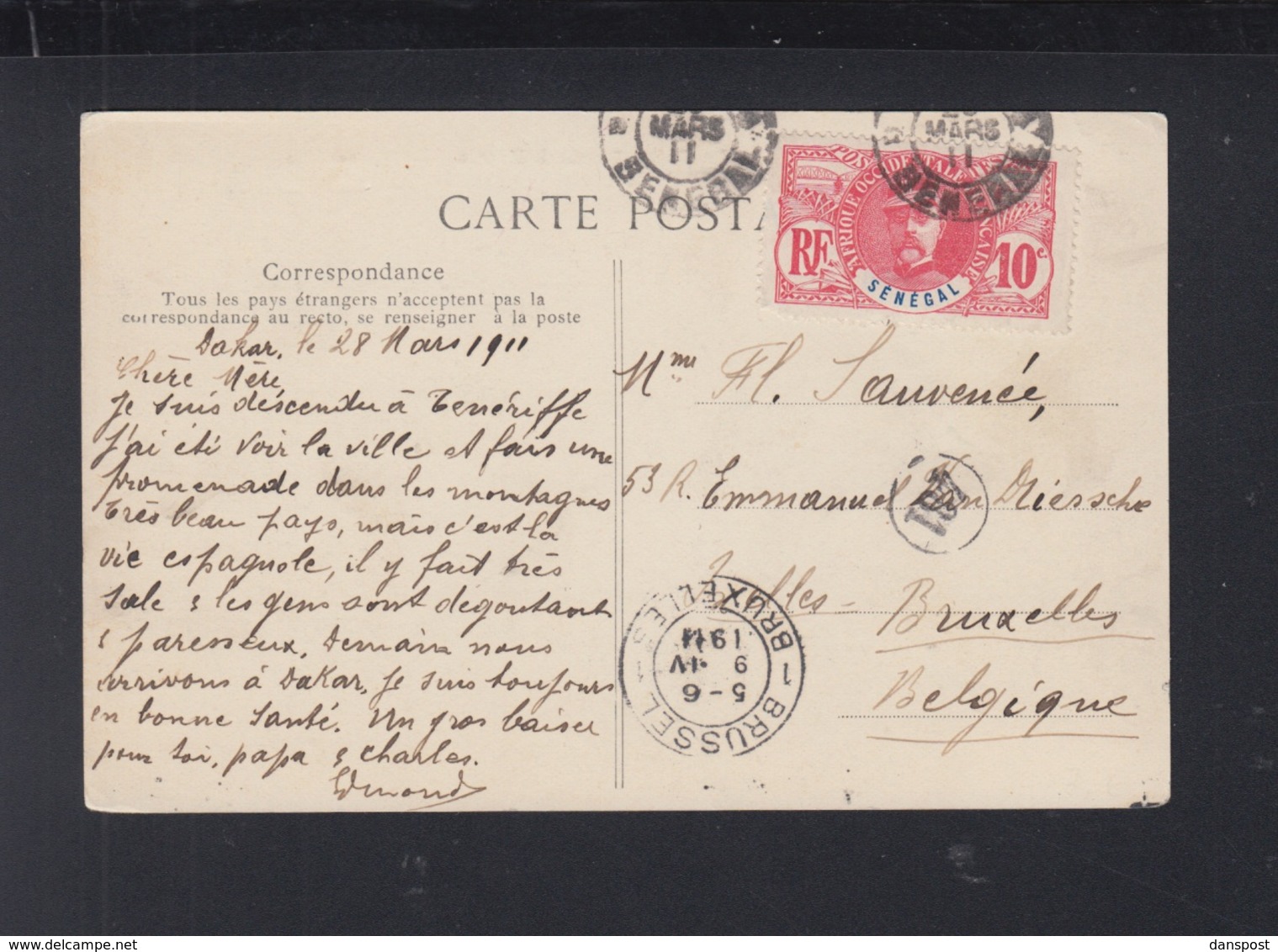 France Senegal PPC 1911 - Senegal