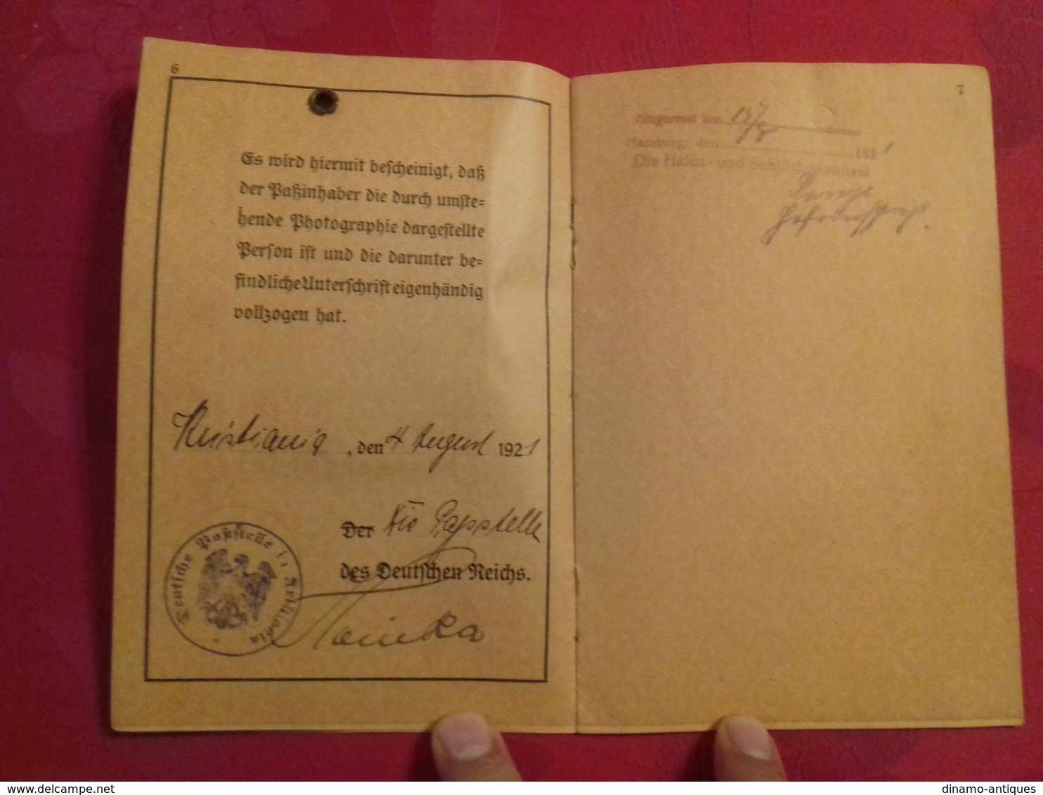 Wow 1921 Germany Passport Passeport Reisepass Issued In Kristiania Oslo Norway - Rare First Type Of Weimar Republic - Documentos Históricos