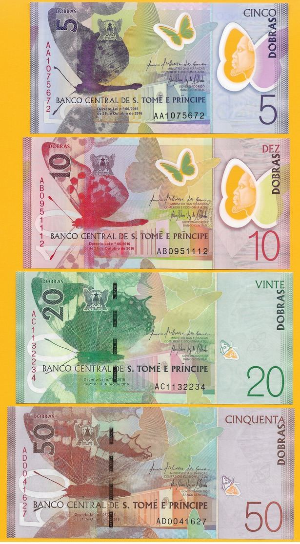 Saint Thomas & Prince / Sao Tomé E Principe Set 5, 10, 20, 50 Dobras P-new 2016 (2018) UNC - Sao Tomé Et Principe