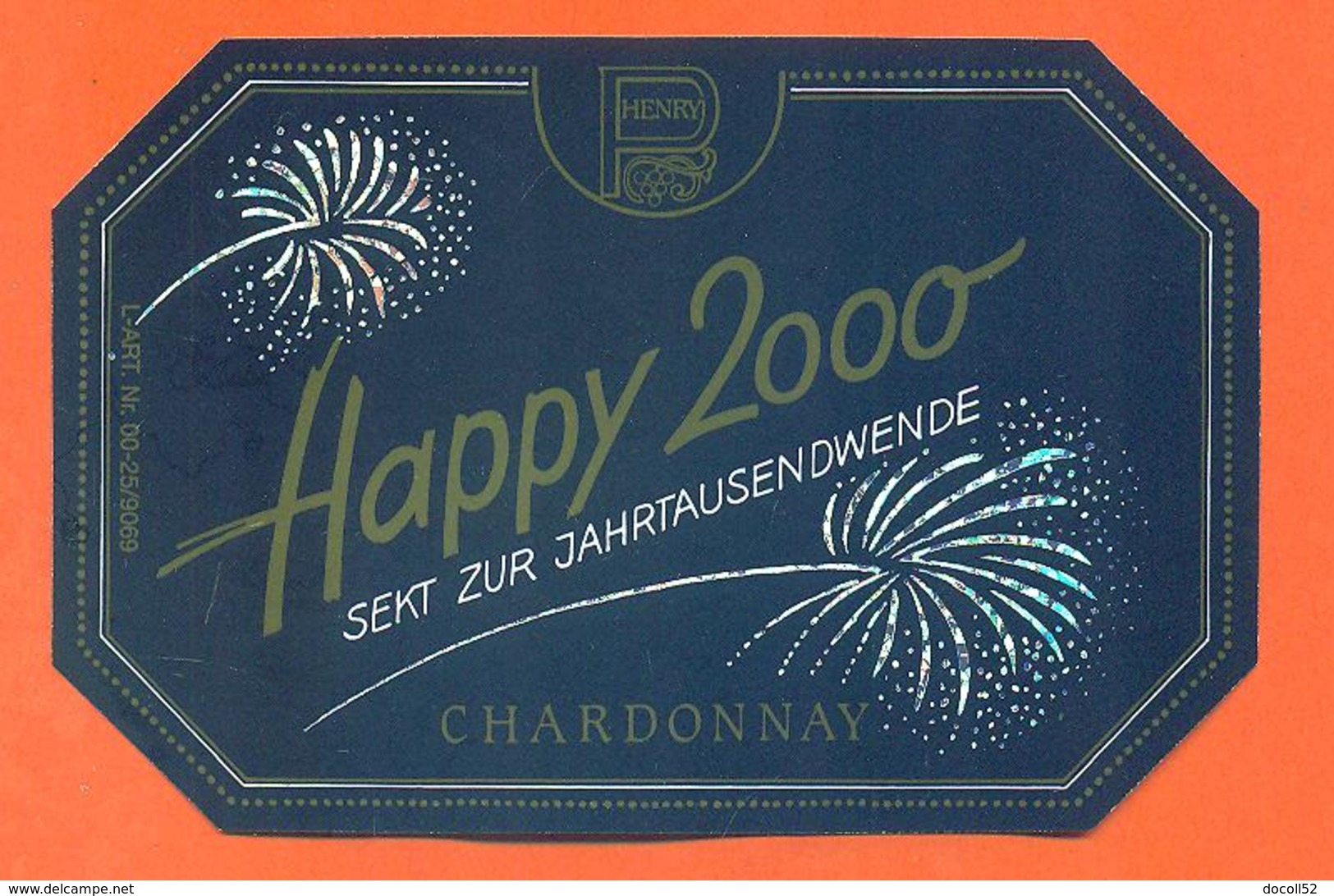 étiquette De Vin Chardonnay Happy 2000 - 75 Cl - Année 2000