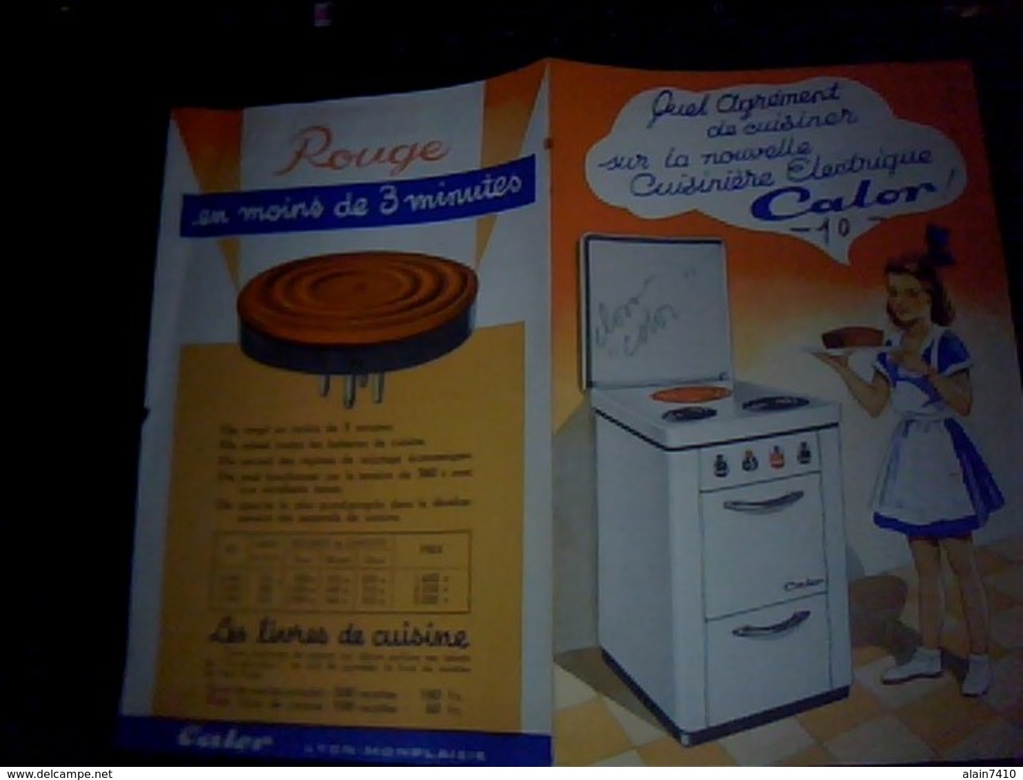 Publicite Electro Menager CALOR  A Lyon/monplaisir  Cuisiniere Electrique Annee 50/60  Tract 2 Pages - Advertising