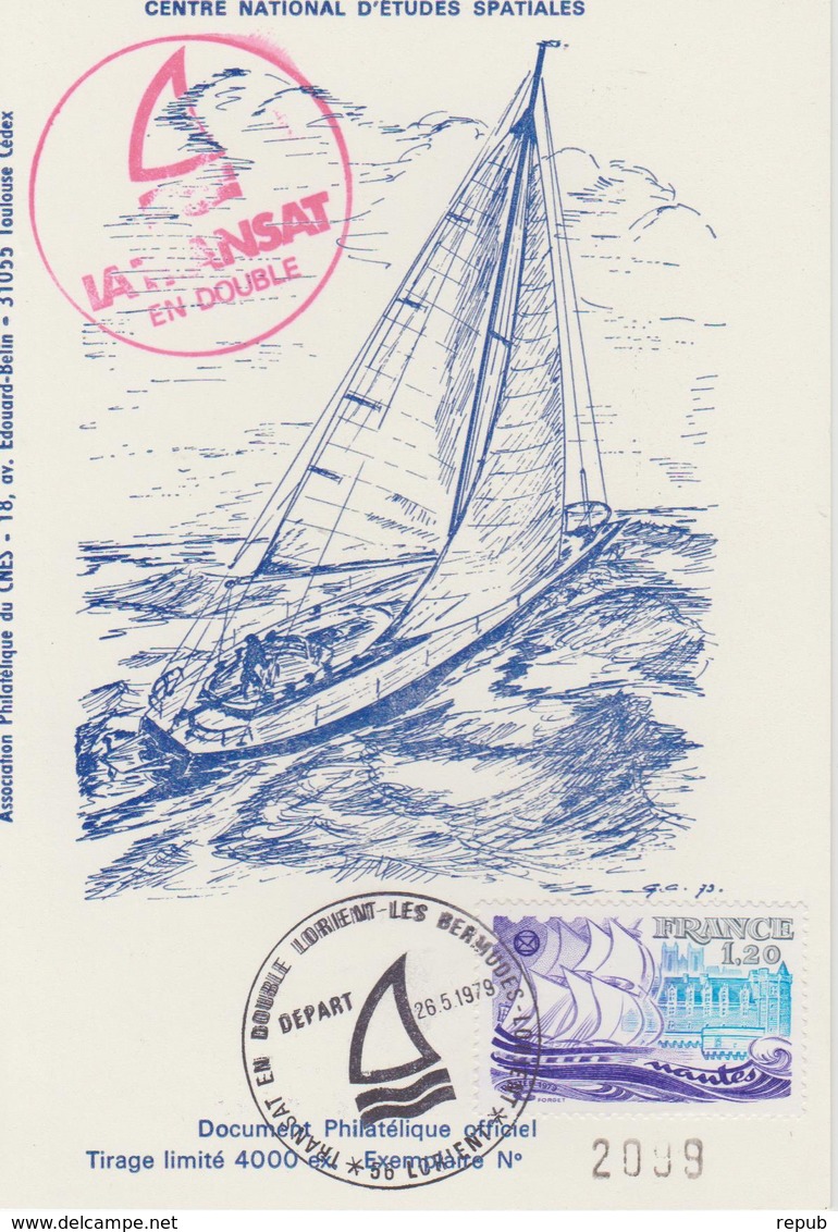 France 1979 Carte Oblit. 26 5 1979 Départ De La Transat En Double - Cachets Commémoratifs