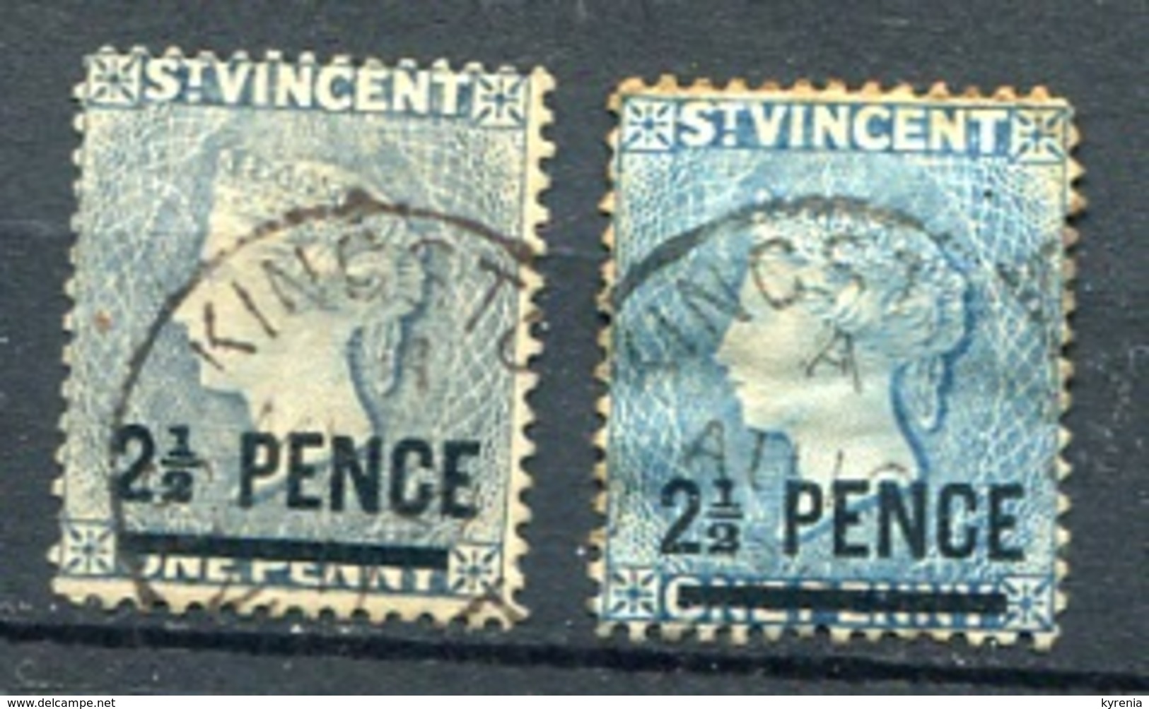 SAINT VINCENT - SG 55 , 1 P.grey Blue( 1890 )  & SG 55a ,1 P. Blue ( 1893 ) Used - St.Vincent (...-1979)