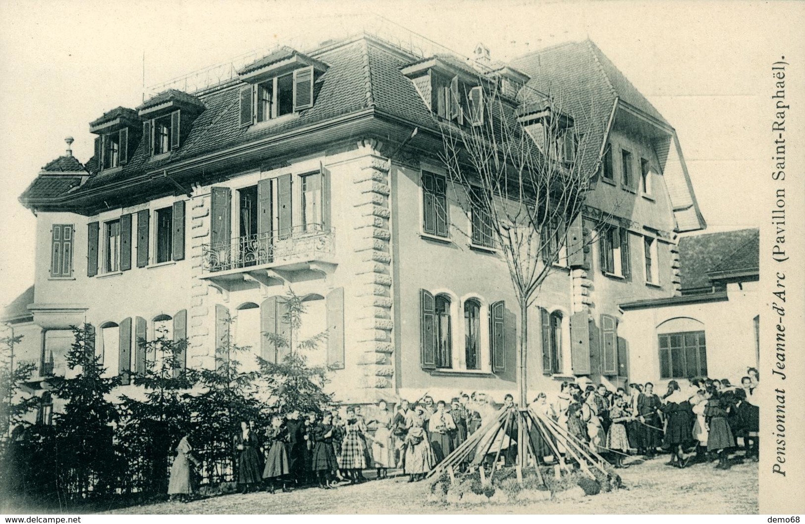 Pensionnat Jeanne D'Arc Pensionnaires Devant Le Pavillon St-Raphaël 1906 (points De Colle Derrière La Carte) - Sonstige & Ohne Zuordnung