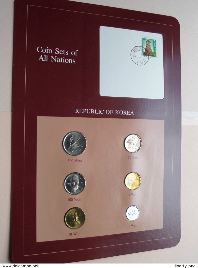 REPUBLIC OF KOREA ( From The Serie Coin Sets Of All Nations ) Form 20,5 X 29,5 Cm ) Card + Stamp ! - Corée Du Sud