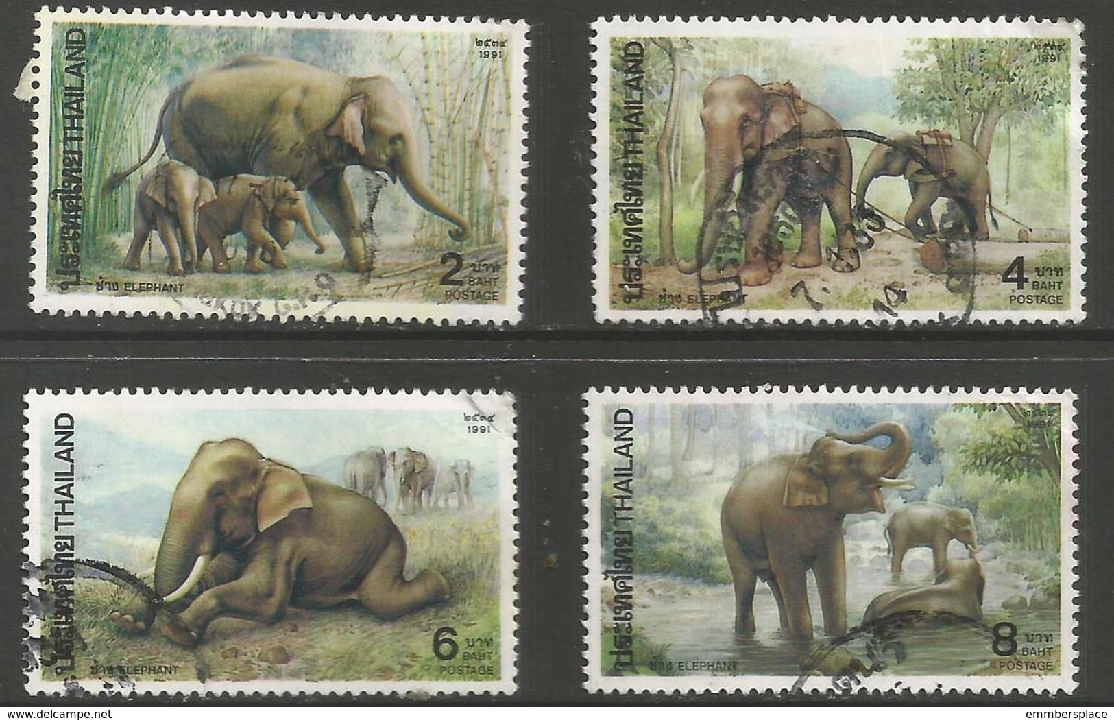 Thailand - 1991 Elephants Used   Sc 1421-4 - Thaïlande