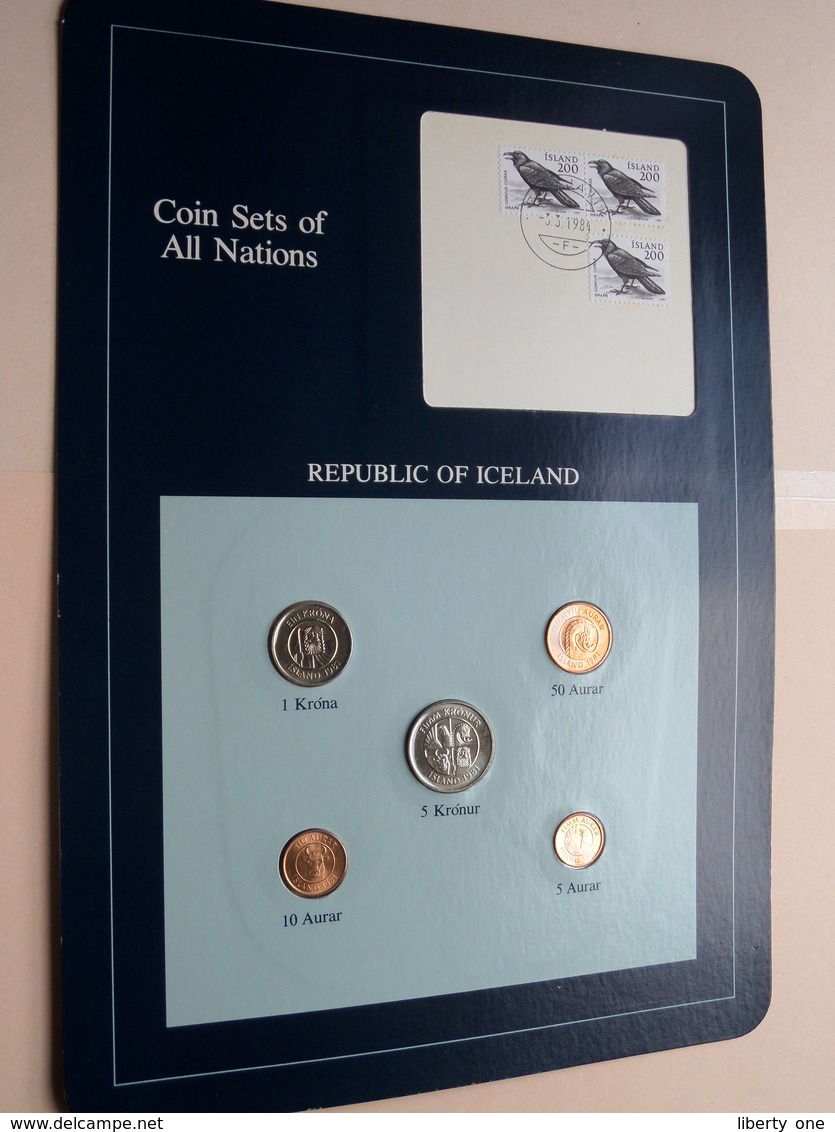 REPUBLIC OF ICELAND ( From The Serie Coin Sets Of All Nations ) Form 20,5 X 29,5 Cm ) Card + Stamp '84 ! - Islande