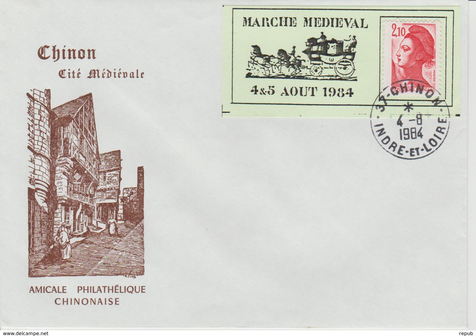 France 1984 Chinon Porte Timbre Marché Médiéval - 1961-....