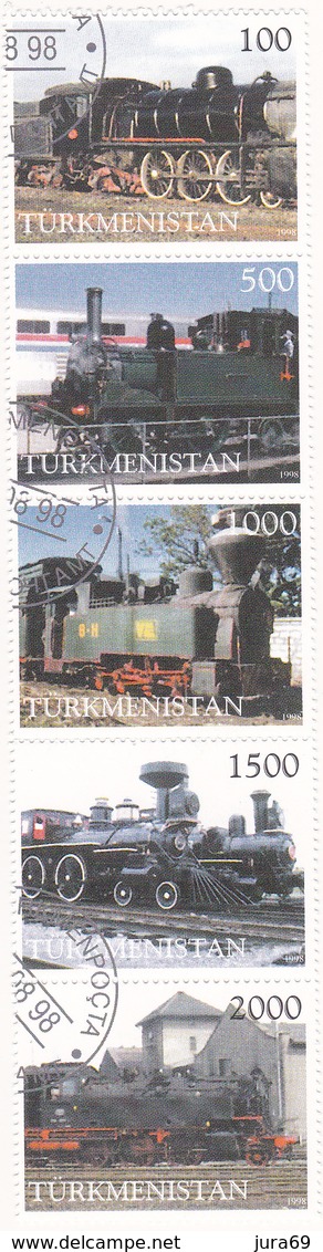 Turkménistan Oblitéré  1998   N°       Locomotives Anciennes - Turkménistan