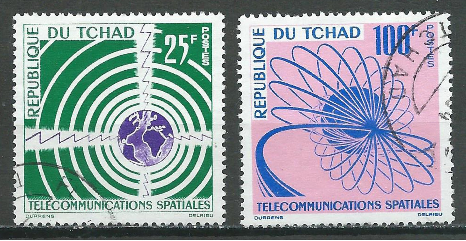 Tchad YT N°86/87 Télécommunications Spatiales Oblitéré ° - Tschad (1960-...)