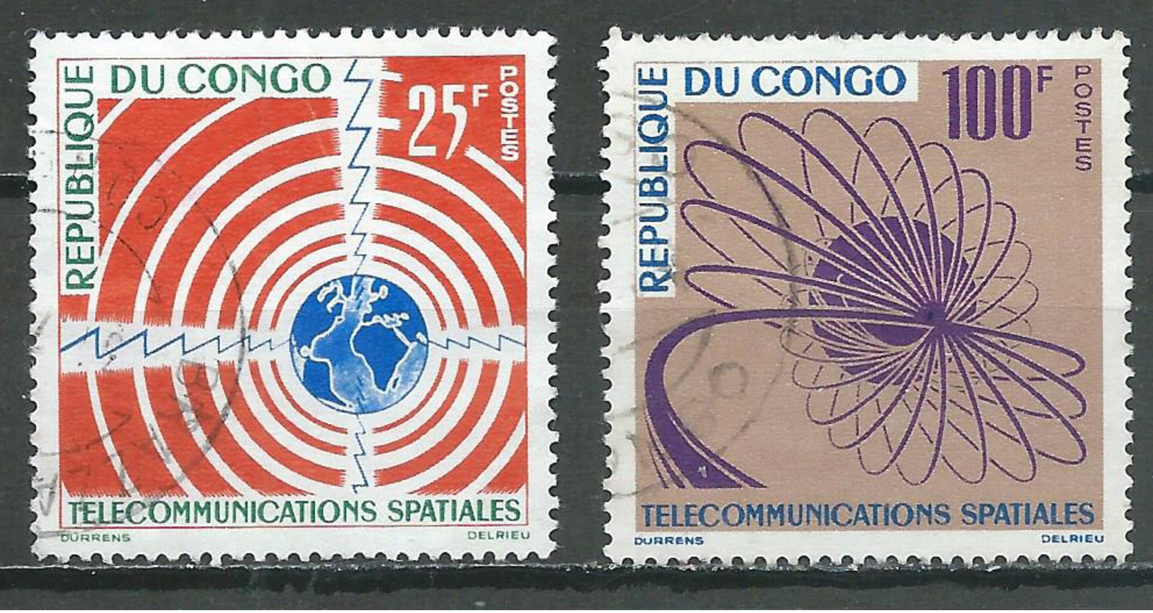 Congo YT N°154/155 Télécommunications Spatiales Oblitéré ° - Oblitérés