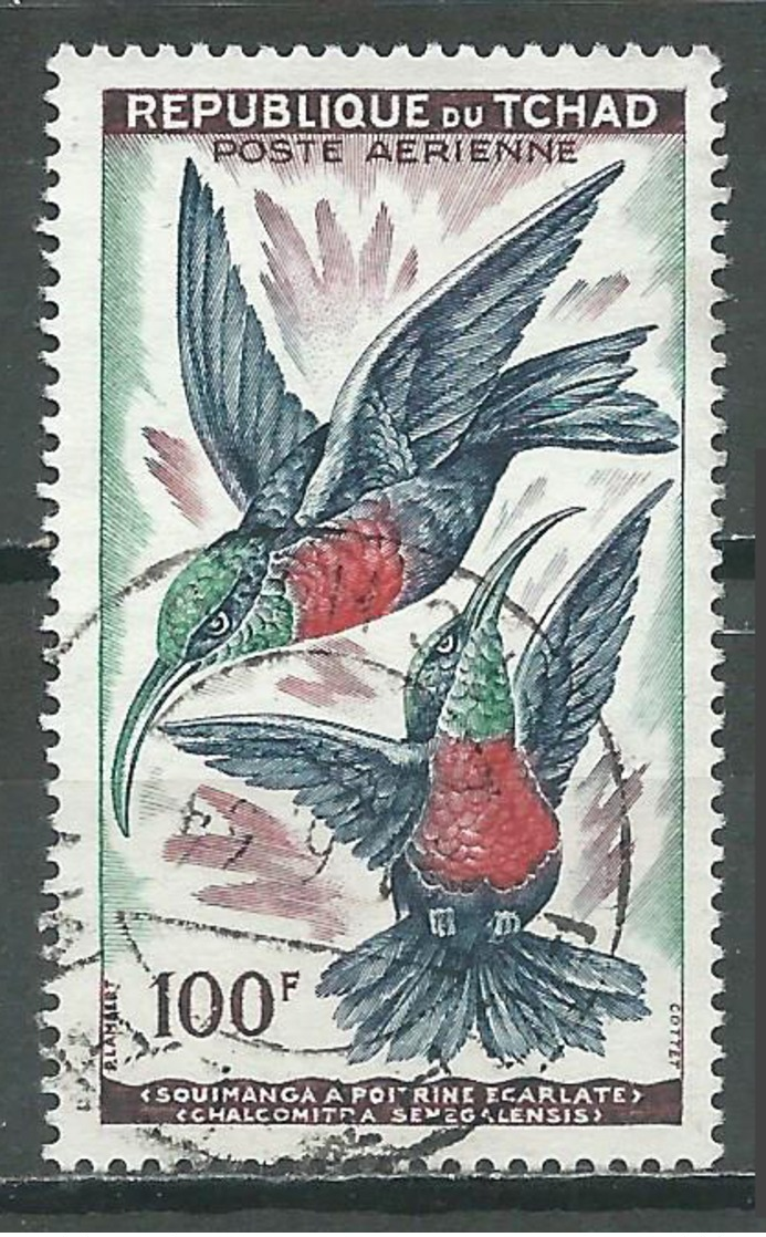 Tchad Poste Aérienne YT N°3 Oiseaux Souimangas à Poitrine écarlate Oblitéré ° - Tchad (1960-...)