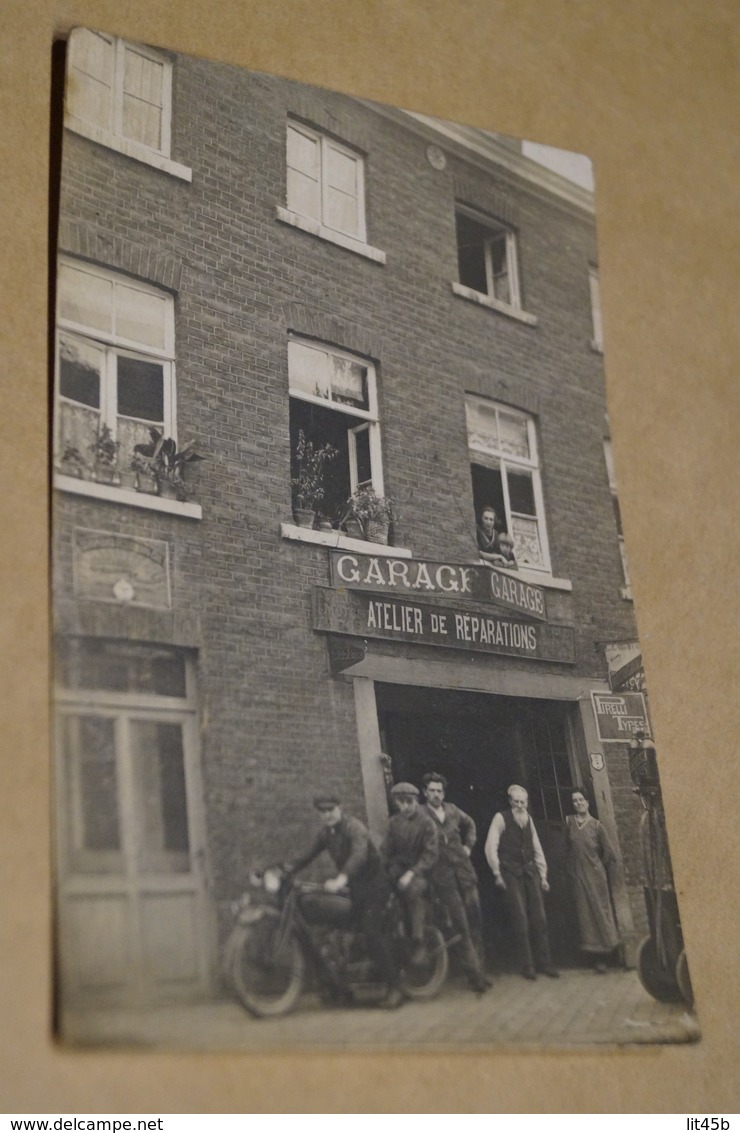 RARE,région De Courcelles,garage,atelier De Réparation,moto,vélo,voiture,superbe Carte Originale,ancienne - Courcelles