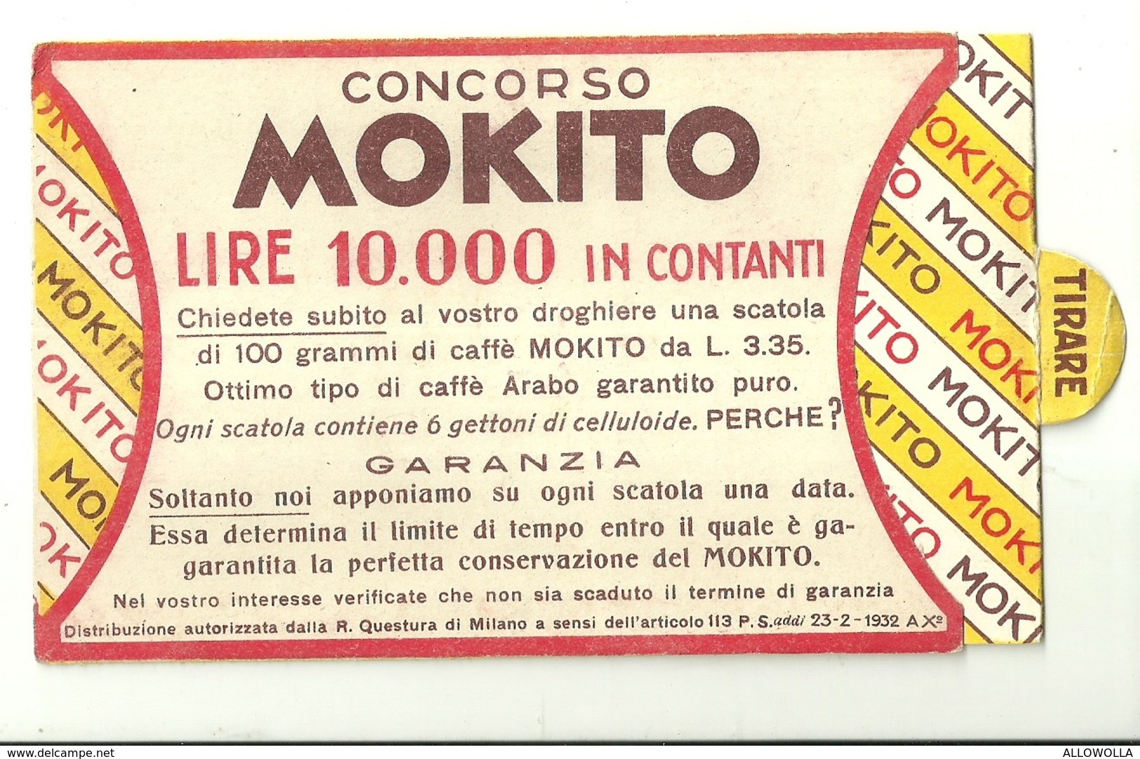 2028 " CONCORSO MOKITO-LIRE 10.000 IN CONTANTI - 1932 " ORIGINALE - Altri & Non Classificati