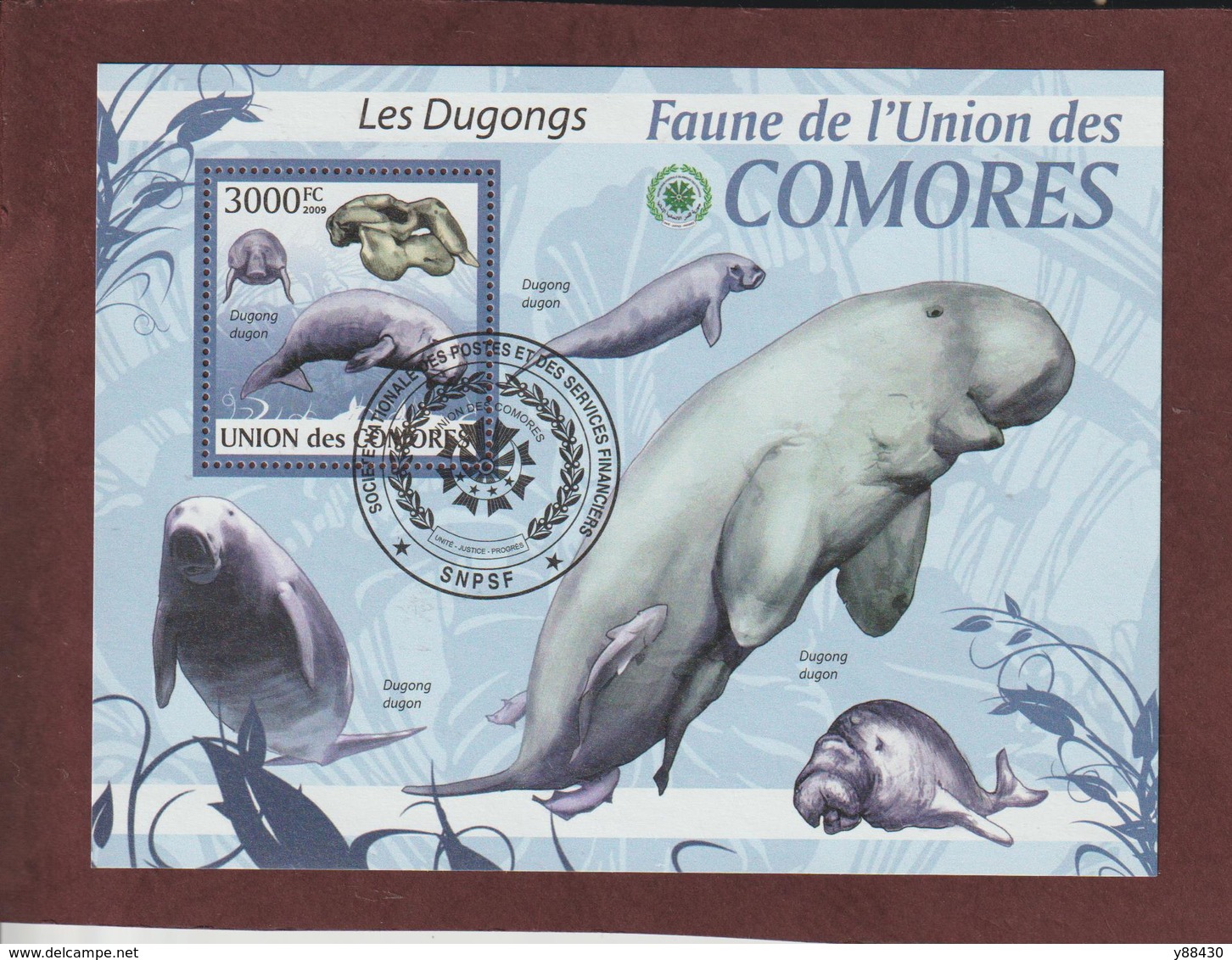 COMORES - Bloc Feuillet N° 193 De 2009 - Oblitéré - LES DUGONGS - Faune De L'UNION DES COMORES - Komoren (1975-...)