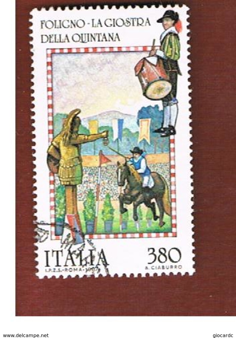 ITALIA REPUBBLICA  - SASS. 1810  -      1987    FOLKLORE, FOLIGNO   -      USATO - 1981-90: Usados