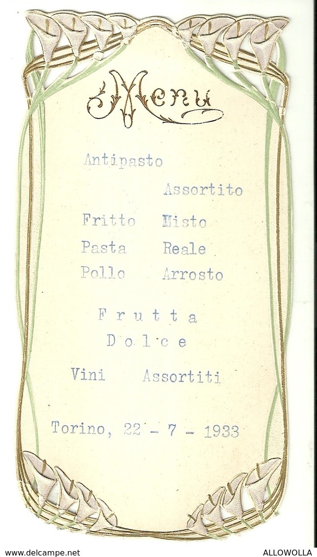 2029 " MENU - TORINO 22/7/1933-ALBERGO RIST. DONETTI CARLO-TORINO " ORIGINALE - Menu