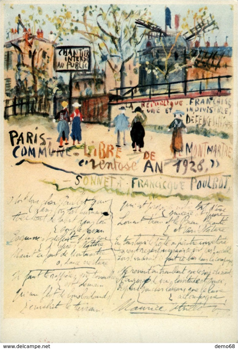 Paris Tableau Moulin De La Galette 1928 Illustrateur Utrillo Collection Paul Pétridès Paris Un Point De Colle Au Verso - Utrillo