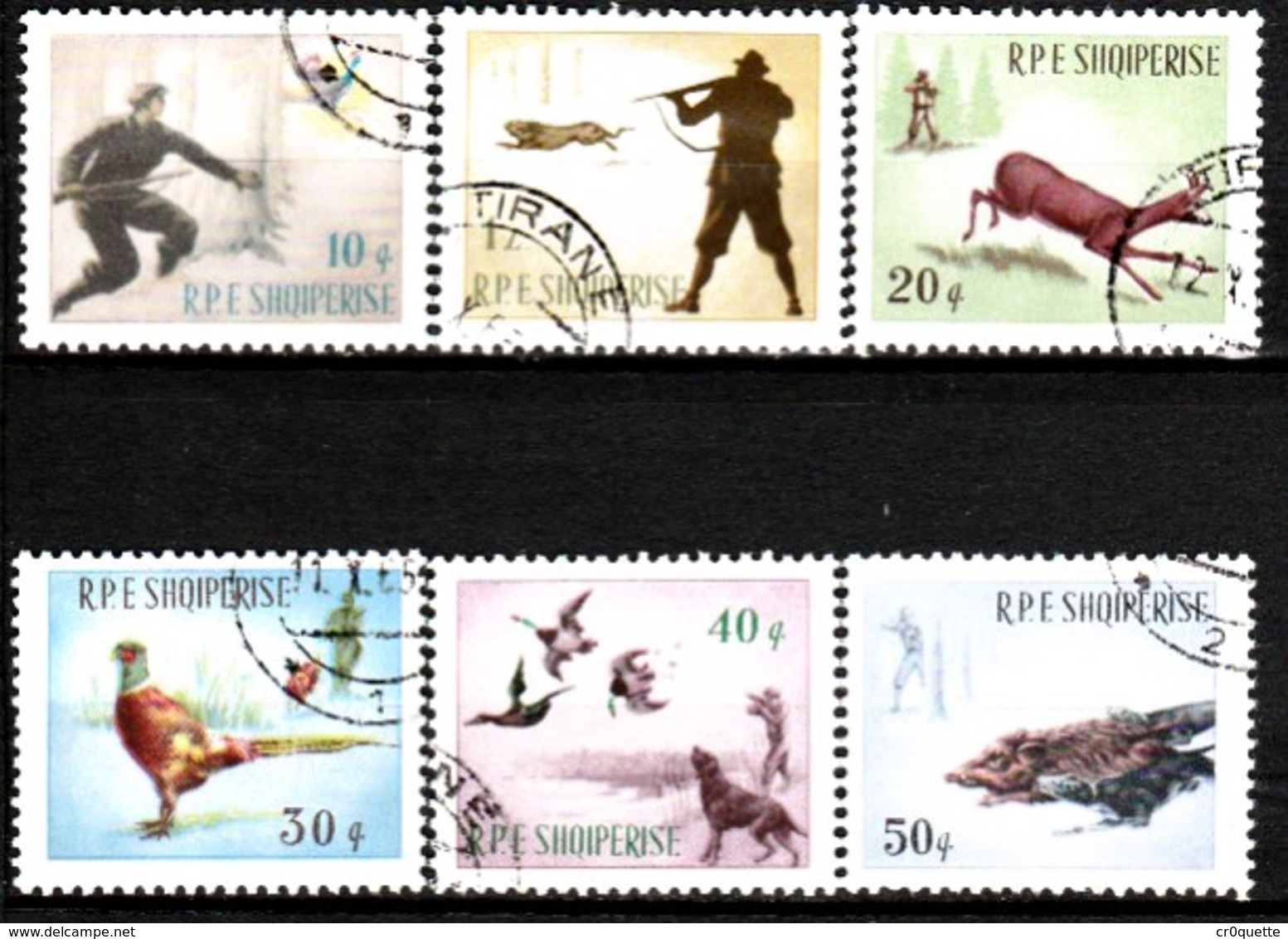 ALBANIE / SERIE DE 6 TIMBRES ANIMAUX DE CHASSE - Wild