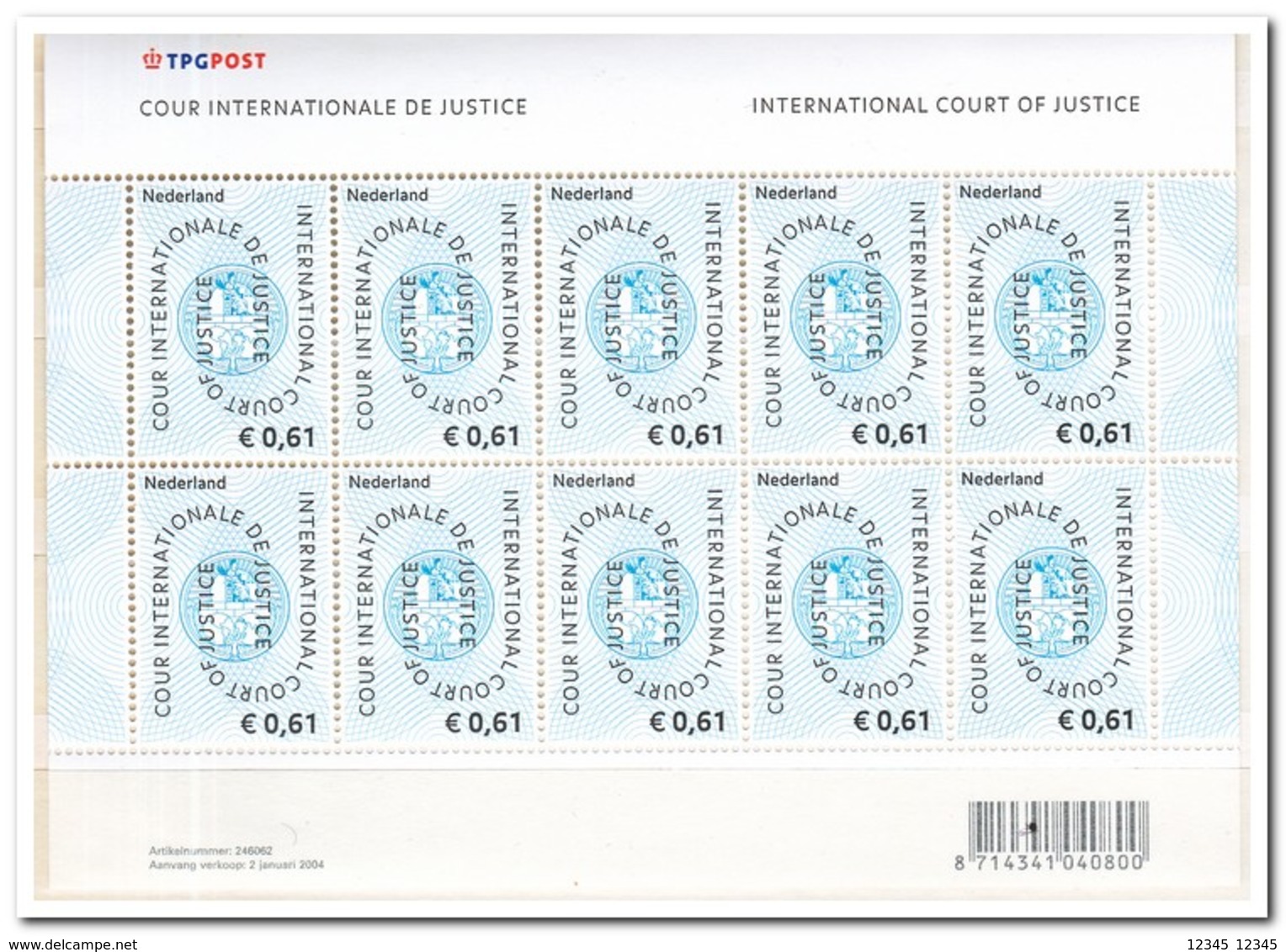 Nederland 2004, Postfris MNH, NVPH VD60, Cour De Justice - Service