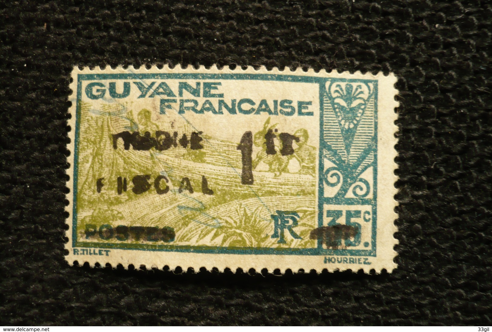 Timbres Fiscal Guyane N°62 Surchargé 1fr  ( Sans Gomme Usagé) - Sonstige & Ohne Zuordnung