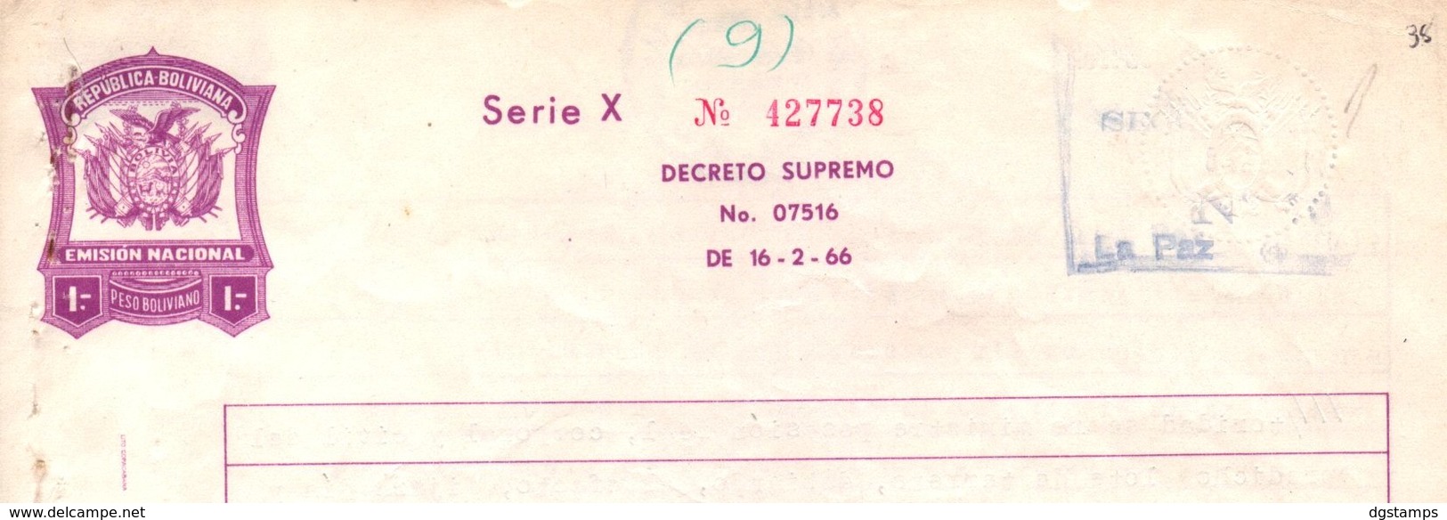 Bolivia 1973 3x Papel Sellado Tipo H&A PS78, Serie X. Parte Testimonio Propiedad Y Anexos Form 96 Y 100-1. - Bolivia