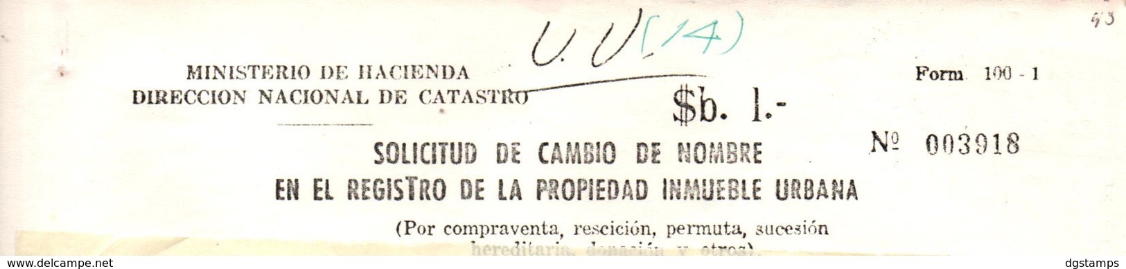 Bolivia 1973 3x Papel Sellado Tipo H&A PS78, Serie X. Parte Testimonio Propiedad Y Anexos Form 96 Y 100-1. - Bolivia