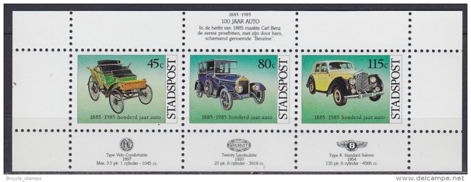 1985 PAYS-BAS Netherlands Benz Velo, Wolseley Landaulette, Bentley Standard Saloon ** MNH Voiture Véhicule Camion [ea79] - Voitures