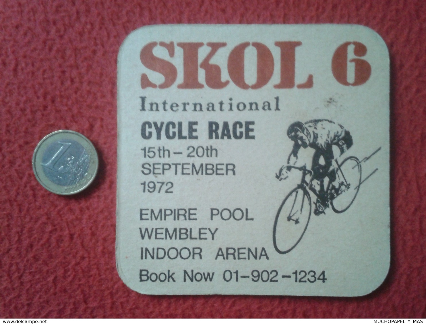 RARE POSAVASOS COASTER BEER MAT CERVEZA SKOL 6 INTERNATIONAL CYCLE CICLISMO RACE CARRERA 1972 CYCLING CYCLISME WEMBLEY.. - Portavasos