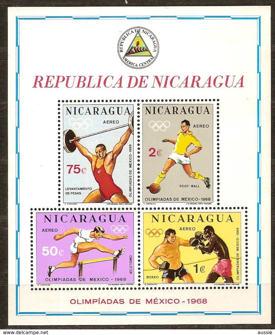 Nicaragua 1968 Yvertn° Bloc 109 *** MNH Cote 10 Euro Sport Jeux Olympiques De Mexico - Nicaragua